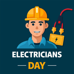 Electricians Day typography, vector art illustration.