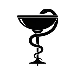 Black rod of asclepius symbol isolated on white background