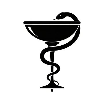 Black rod of asclepius symbol isolated on white background