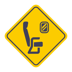 Black airplane seat icon for passengers. Flat illustration.