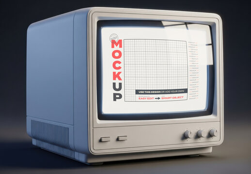 Old Retro Tv Computer Screen Mockup