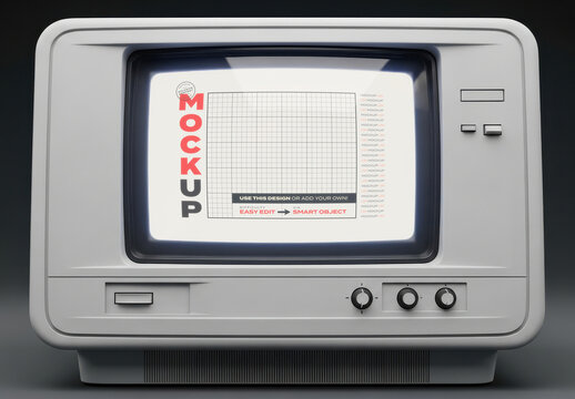 Old Vintage Tv Computer Screen Mockup