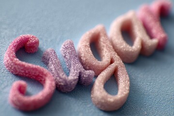 Sugar word spelling out the sweet term in a macro photo