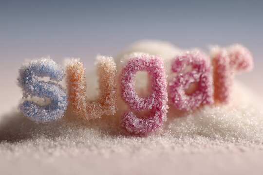 Sugar word made of crystals on granulated sugar - Powered by Adobe