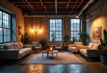 Fototapeta premium Exposed Metal Beams Evocative Loft Interior Urban Chic Industrial Vibe
