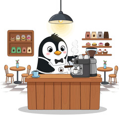 cartoon illustration of a man in a cafe