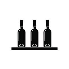 Three black wine bottles on a shelf icon alcohol drink