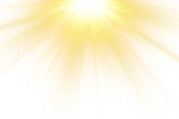 Sunlight special lens flare light effect with glowing rays and beams from above. sunlight lens flare, yellow energy light glow, isolated on a transparent background.