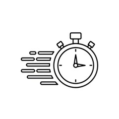 Fast stopwatch icon indicating speed and time isolated on white background