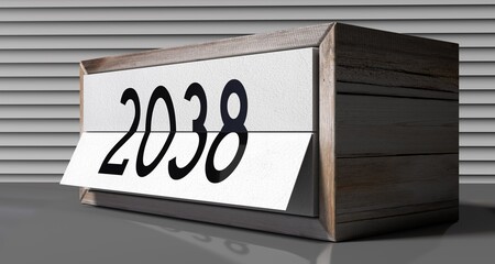 2038 - table calendar - 3D illustration