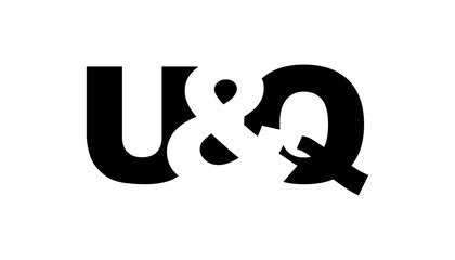 UQ logo design in bold style. Black white identity symbol. Modern typography emblem. Corporate branding icon.