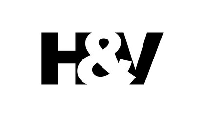 HV logo design in bold style. Black white identity symbol. Modern typography emblem. Corporate branding icon.