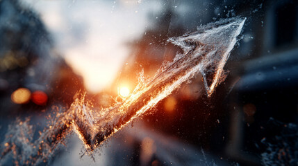 Business Growth Campaign - Frosted Up Arrow at Sunrise - Momentum