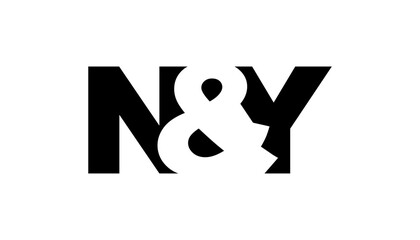 NY logo design in bold style. Black white identity symbol. Modern typography emblem. Corporate branding icon.