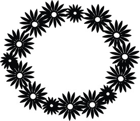Fototapeta premium Daisy Floral Halo Wreath Silhouette