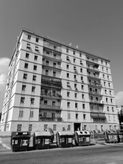 Rome, Italy - October 5, 2025, perspective view of a popular building in Piazza dei Partigiani.