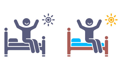 Icon of a person waking up in the morning. Flat illustration.