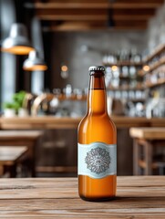 Beer Bottle Mockup with Clear Label Texture