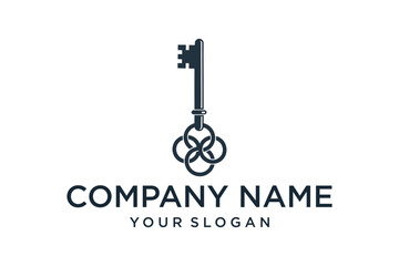Minimalist Key Logo with Interconnected Rings Design for Business Solutions