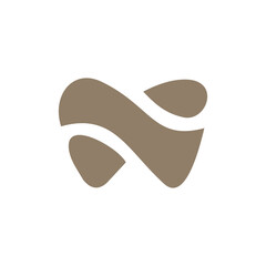 Abstract brown tooth logo design with flowing lines on a white background, representing dental care or oral health.