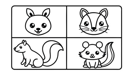  Woodland Animals Coloring Page Bundle – Deer, Bunny, Squirrel & Hedgehog.
