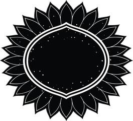 Sunflower Rustic Badge Frame Silhouette