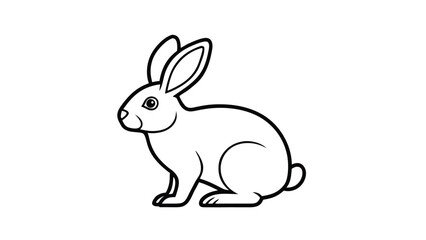 Rabbit icon. Black and white minimal vector illustration