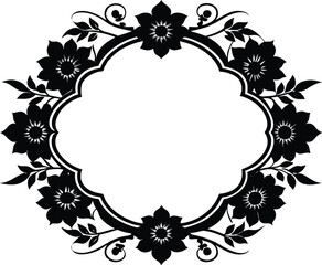 Traditional Oriental Floral Frame Silhouette