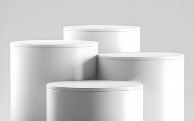 Minimal 3D White Cylinder Podium for Product Display