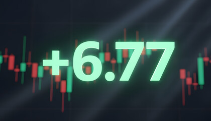 Dynamic financial growth displayed with glowing numbers and stock charts