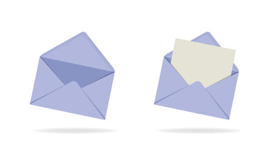 realistic envelope in different positions. Folded and unfolded envelope backpack isolated