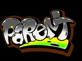 graffiti parent, illustration of letter parent with a cool and unique graffiti bubble pattern and bright colors