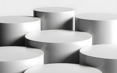 Minimal 3D White Cylinder Podium for Product Display