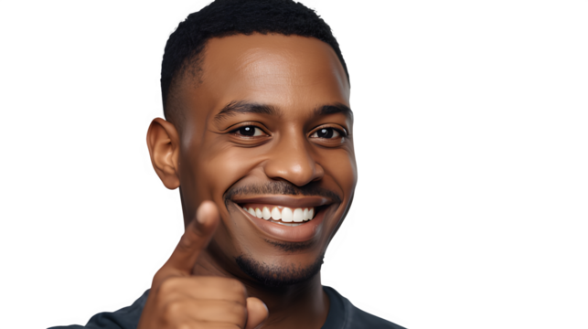 Professional Man Pointing and Smiling