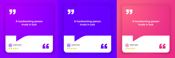 3D bubble testimonial banner, quote, infographic. Social media post template designs for quotes. Empty speech bubbles, quote bubbles and text box. Vector Illustration EPS10.