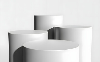 Minimal 3D White Cylinder Podium for Product Display