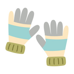 knitted warm gloves isolated