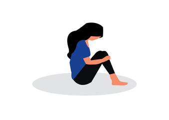 Sad Woman Sitting Alone | Mental Health & Emotional Support Illustration