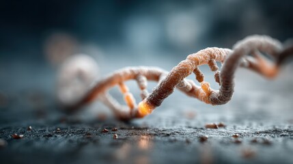 close-up of a large double helix DNA structure