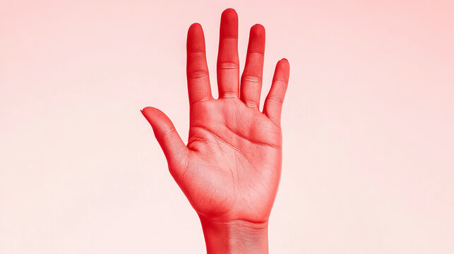 Isolated human hand presented against a light background with open fingers for International Anti-Corruption Day - Powered by Adobe