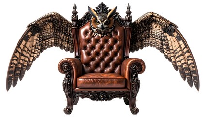 Luxurious antique chair featuring owl design and intricate craftsmanship high resolution picture