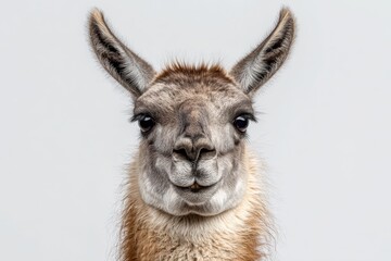 Fototapeta premium Llama portrait in warm tone lighting showcasing unique facial features