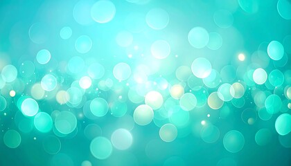 Abstract teal bokeh lights dance across a blurry, bright background, evoking a sense of magic and ethereal beauty