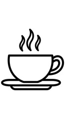 Hot Coffee/Tea Cup with Saucer Line Art Icon