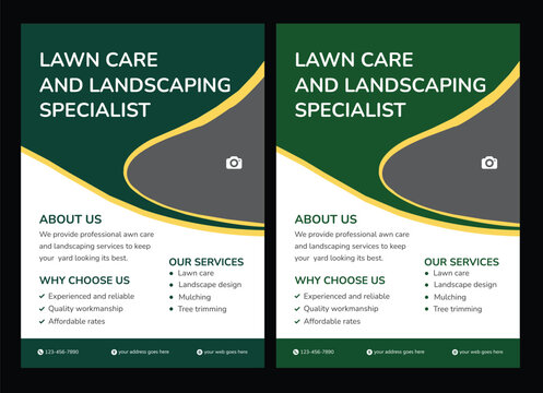 lawn care flyer design template. landscaping and gardening lawn care service flyer, poster, leaflet design lawn care garden or landscaping services Tree and gardening service poster leaflet design Law