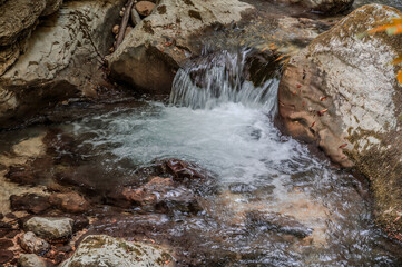 Over millions of years, the Orfento River (in the municipality of Caramanico Terme) has carved out a narrow gorge now covered by dense riparian vegetation featuring willows, ferns, and mosses.