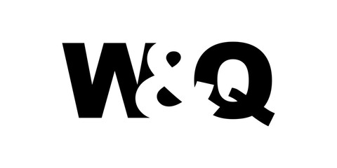 WQ logo design in bold style. Black white identity symbol. Modern typography emblem. Corporate branding icon. © Olena