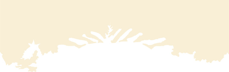 Minimalist winter silhouette illustration showing pine branches and Christmas foliage along the bottom edge against a soft beige background.