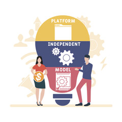 PIM - Platform Independent Model acronym. business concept background. vector illustration concept with keywords and icons. lettering illustration with icons for web banner, flyer, landing