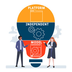 PIM - Platform Independent Model acronym. business concept background. vector illustration concept with keywords and icons. lettering illustration with icons for web banner, flyer, landing